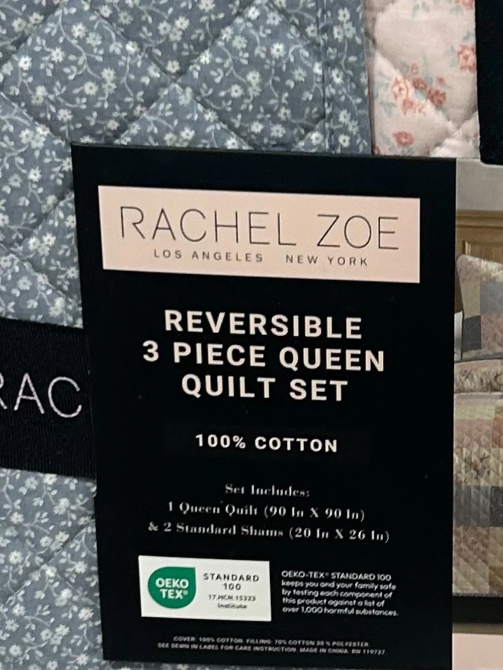 Rachel Zoe Multicolor Cotton Reversible Full/Queen Quilt Set 90”x90”
